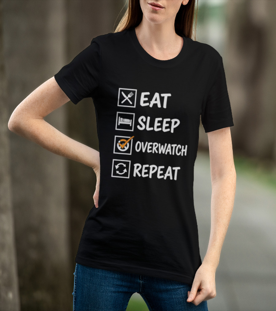 Eat Sleep Over Repeat Gaming Checklist Gamer T-Shirt