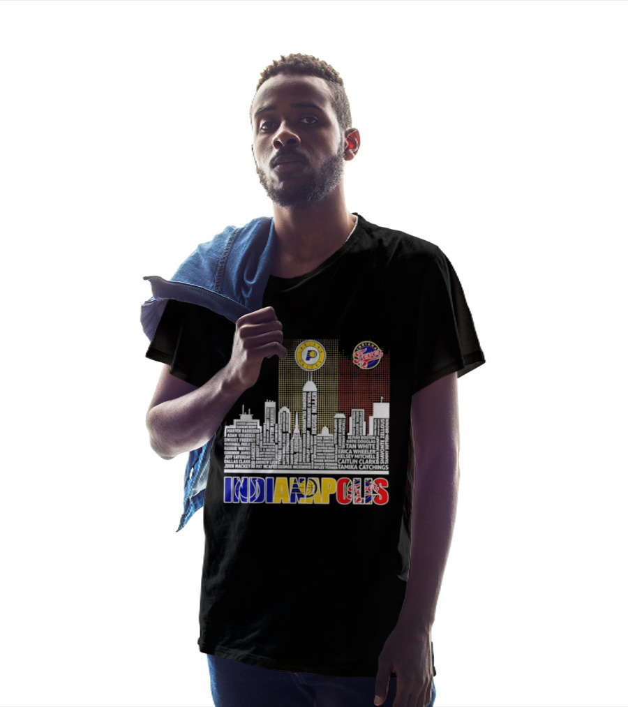 Indianapolis Colts Pacers Fever Skyline Logos And Cityscape T-Shirt