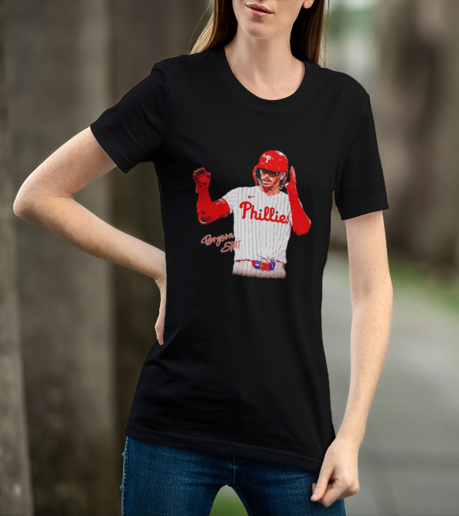 Philadelphia Phillies Bryson Stott Baseball Player Red And White Uniform T-Shirt