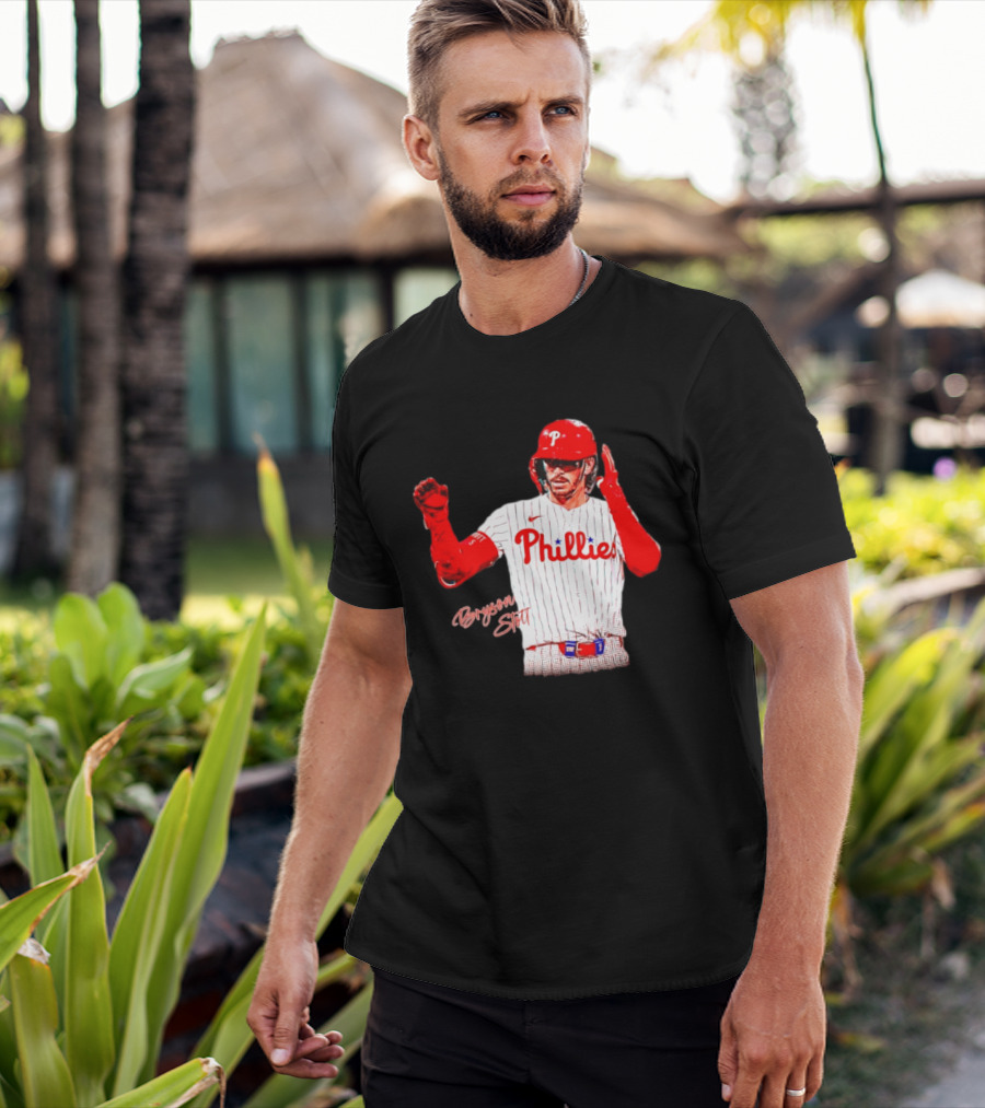 Philadelphia Phillies Bryson Stott Baseball Player Red And White Uniform T-Shirt