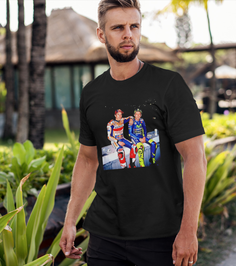 Valentino Rossi Marc Marquez MotoGP Repsol Yamaha Smoking Beer T-Shirt