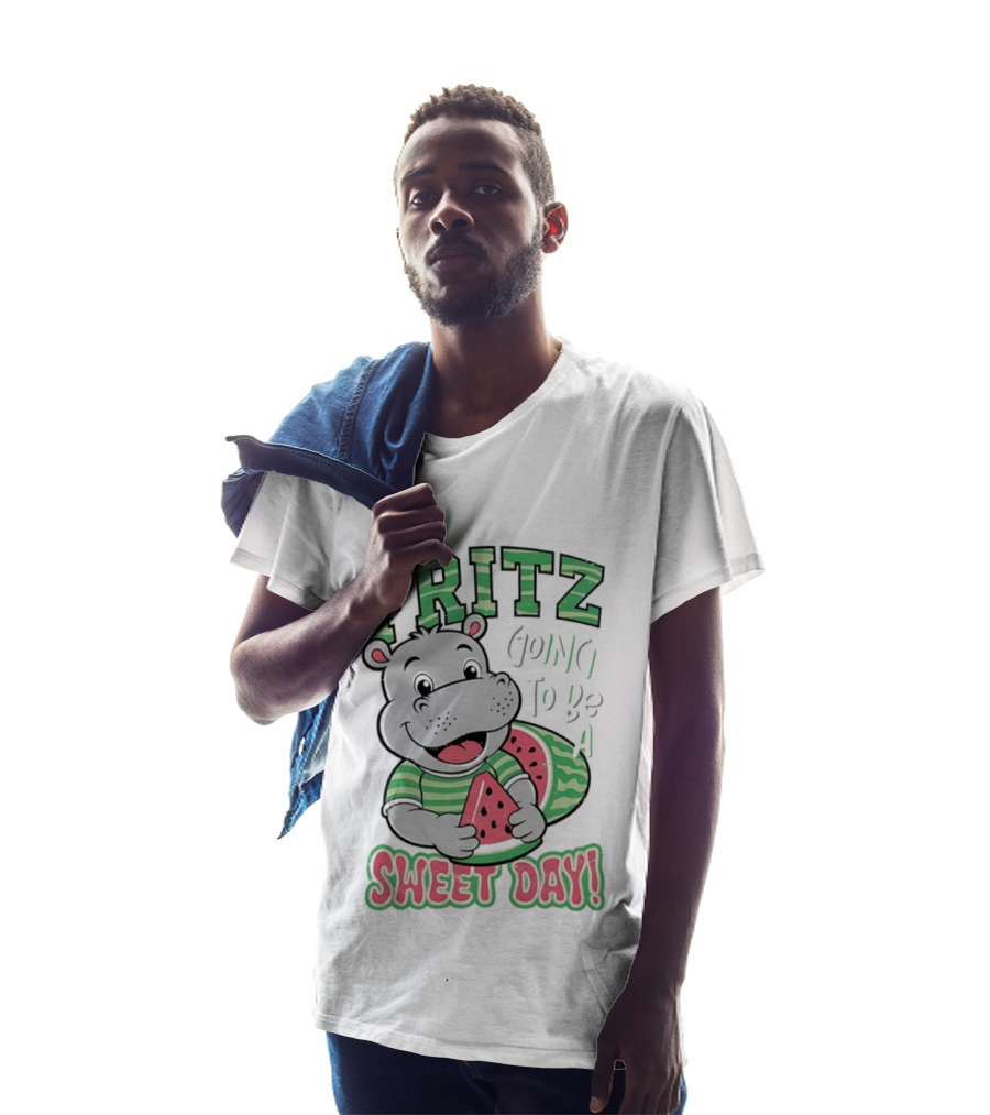 Fritz Hippo Holding Watermelon Going To Be A Sweet Day T-Shirt