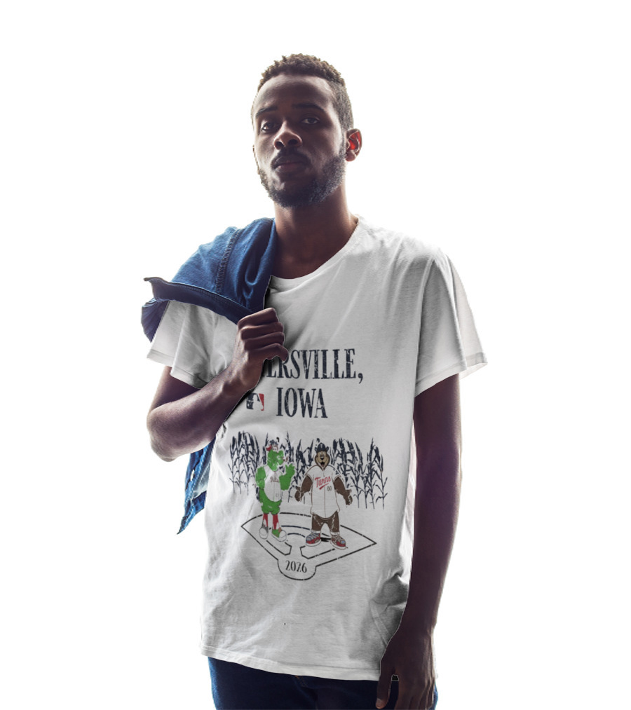 Dyersville Iowa 2026 MLB Philadelphia Phillies Vs Minnesota Twins Phillie Phanatic T.C. Bear Field Of Dreams T-Shirt