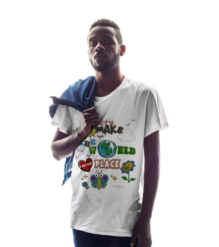 Let's Make The World A Better Place Earth Day Sun Heart Butterfly Flower T-Shirt