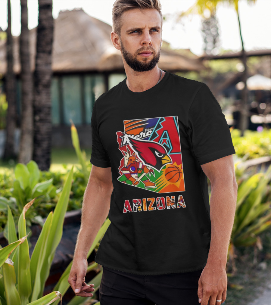 Arizona Cardinals Diamondbacks Suns Mercury Coyotes Sports Teams Map 2026 T-Shirt