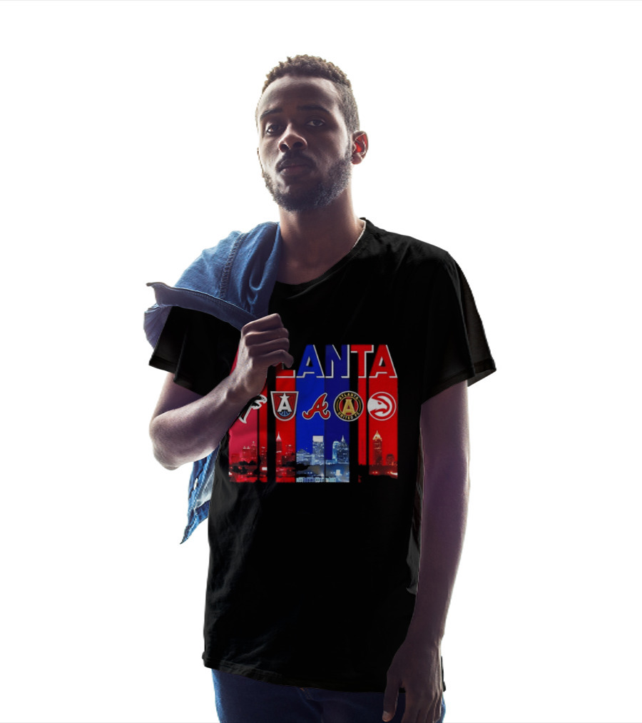 Atlanta Falcons Hawks Braves United FC Skyline City Sports Logos T-Shirt
