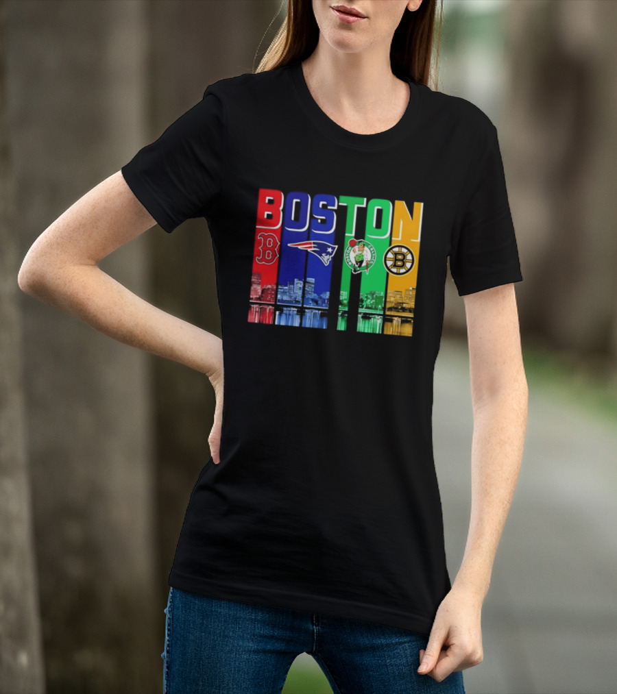 Boston Red Sox Patriots Celtics Bruins Skyline T-Shirt