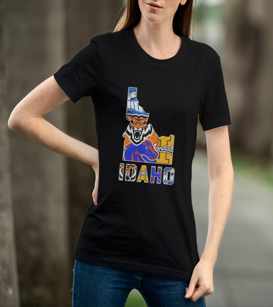 Idaho State Bengals Boise State Broncos Vandals Map Collage 2026 T-Shirt