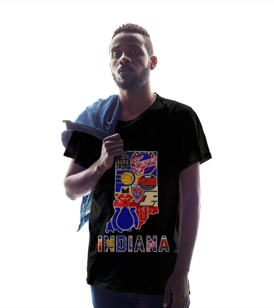 Indiana Basketball Colts Notre Dame Fever Indy Fuel Map Collage 2026 T-Shirt
