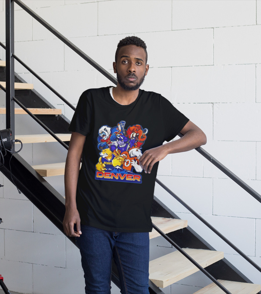 Denver Sports Teams Mascot Collage Featuring Iconic City T-Shirt