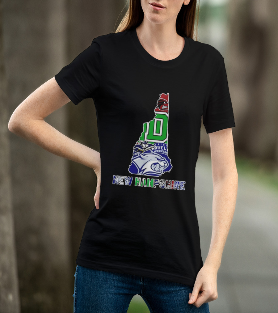New Hampshire State Map Saint Anselm Hawks Wildcats Dartmouth Big Green 2026 T-Shirt