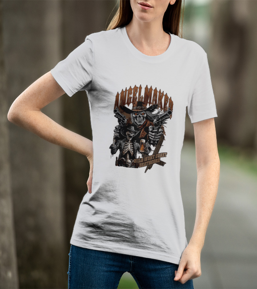 AngelMaker Wild West Coast Deathcore Skeleton Gunslinger Violence T-Shirt