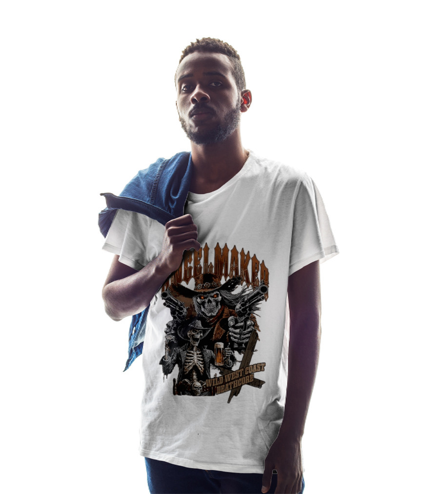 AngelMaker Wild West Coast Deathcore Skeleton Gunslinger Violence T-Shirt
