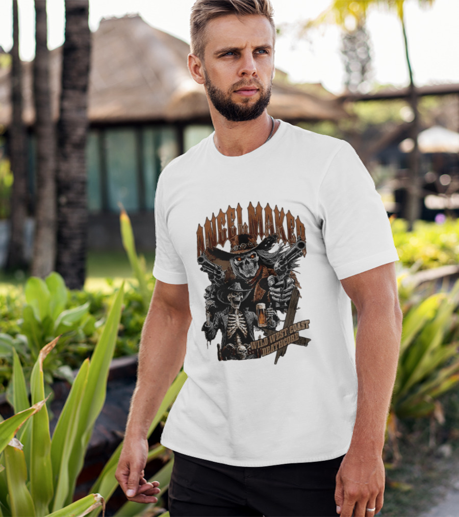 AngelMaker Wild West Coast Deathcore Skeleton Gunslinger Violence T-Shirt
