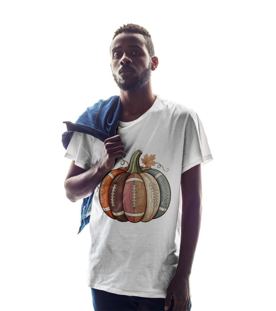 Football Pumpkin Fall Autumn Sports Harvest Season Decor T-Shirt