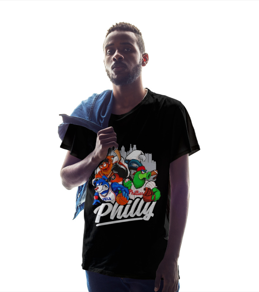 Philly Sports Mascots Gritty Swoop Phanatic Franklin Collage 2026 T-Shirt