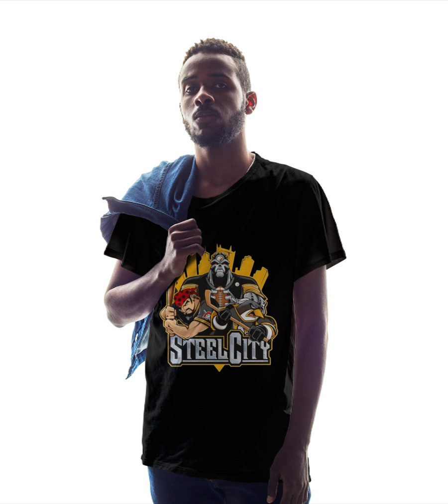 Steel City Pittsburgh Steelers Pirates Penguins Collage 2026 T-Shirt