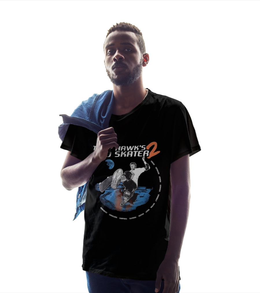 Tony Hawk's Pro Skater 2 Hawk's Back With New Technology New Pros And New Tracks 2 Sided Flip McTwist Skateboarding Legends T-Shirt