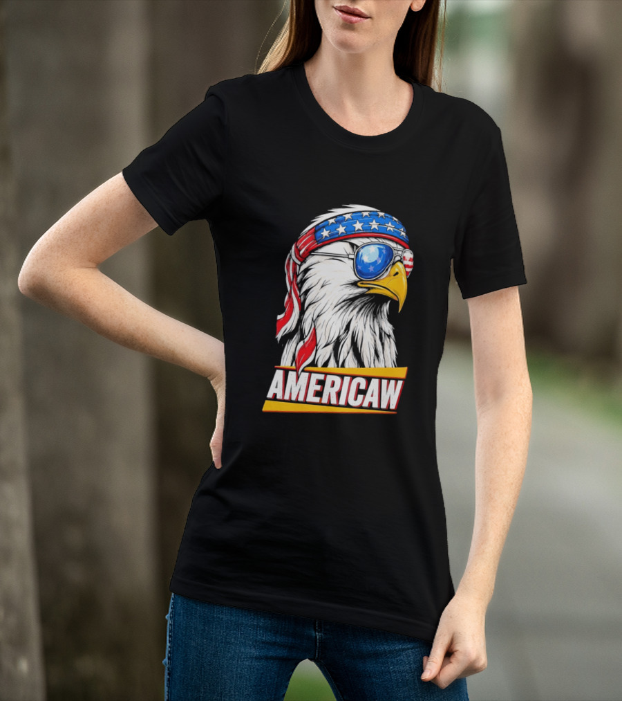 Bald Eagle Americaw Bandana American Flag USA T-Shirt