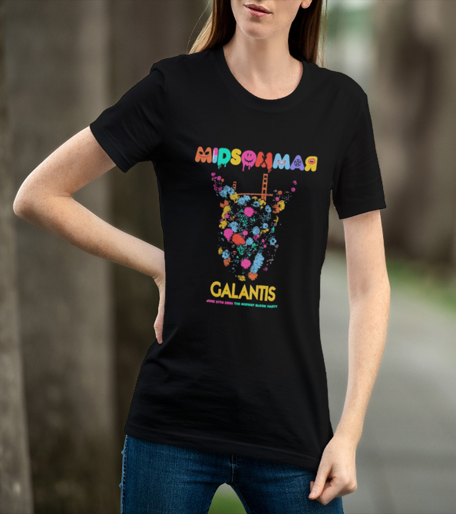 Midsommar Galantis Midway Block Party 2026 Vibrant Paint Explosion T-Shirt