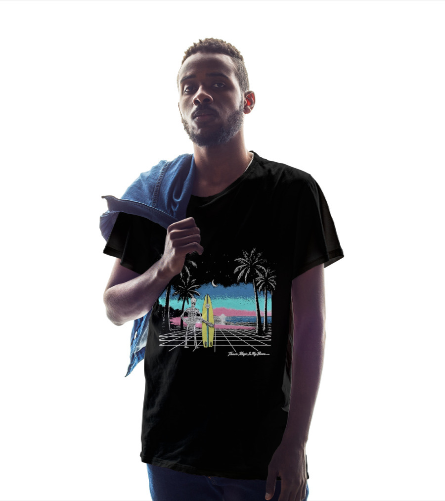 Imagine Dragons There's Magic In My Bones Retro Tropical Surf Scene Palms Sunset Ocean Beach Moon Surfer T-Shirt
