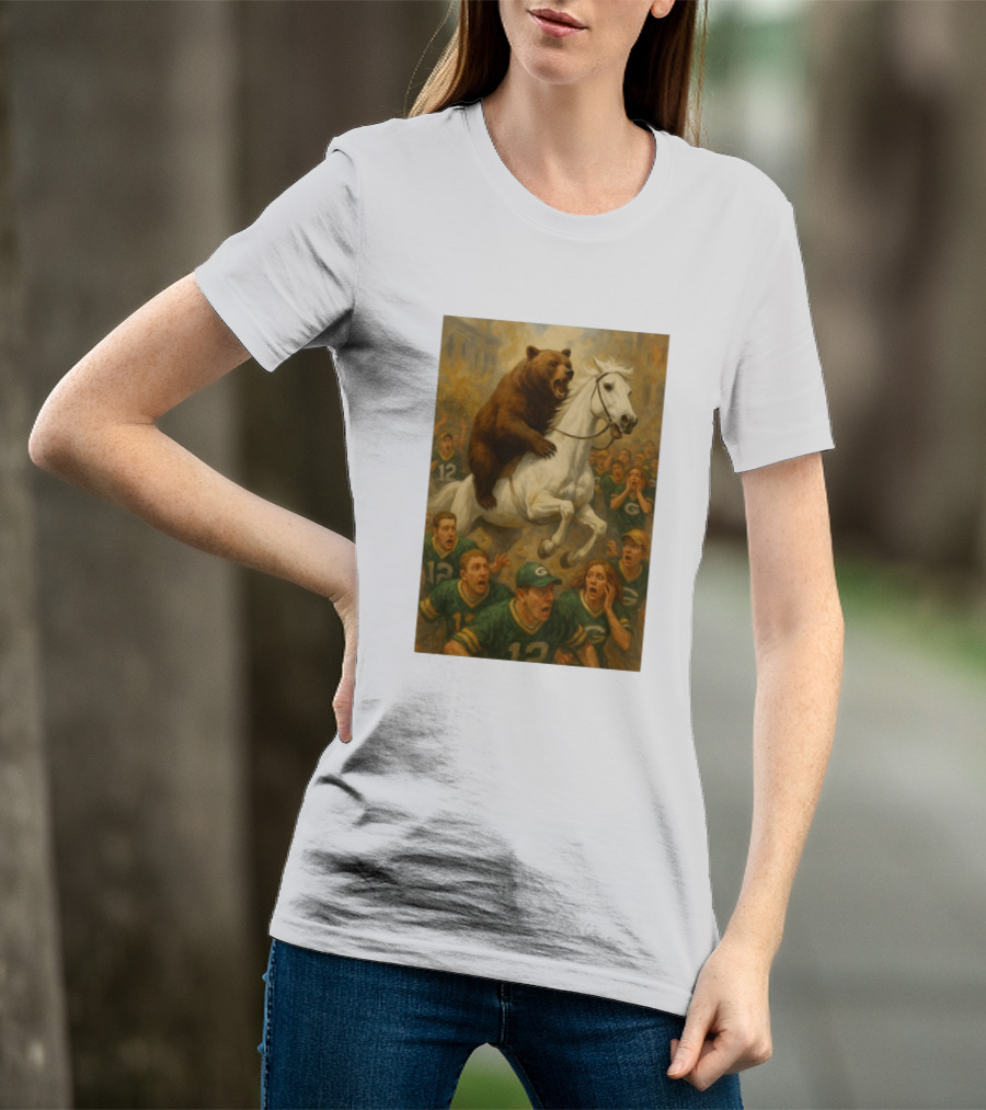 Bear Riding Horse Surprising Green Bay Packers Fans NFL Humor T-Shirt