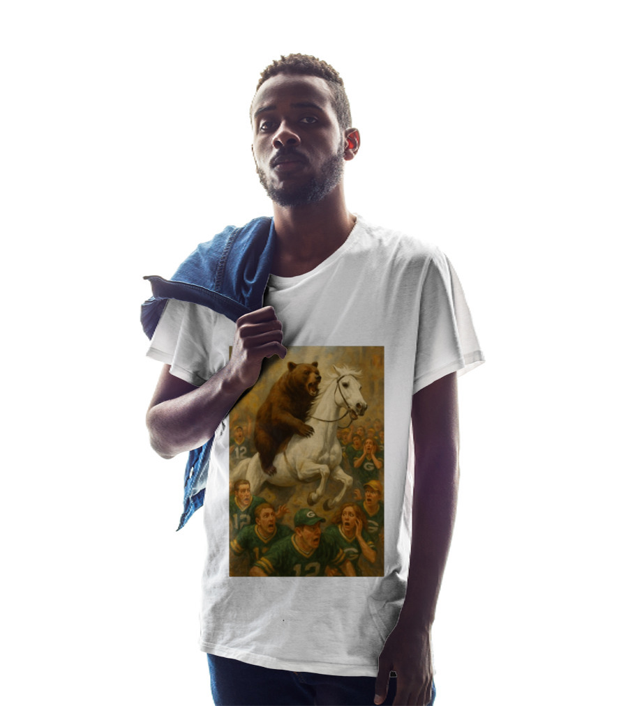 Bear Riding Horse Surprising Green Bay Packers Fans NFL Humor T-Shirt