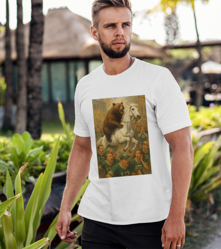 Bear Riding Horse Surprising Green Bay Packers Fans NFL Humor T-Shirt