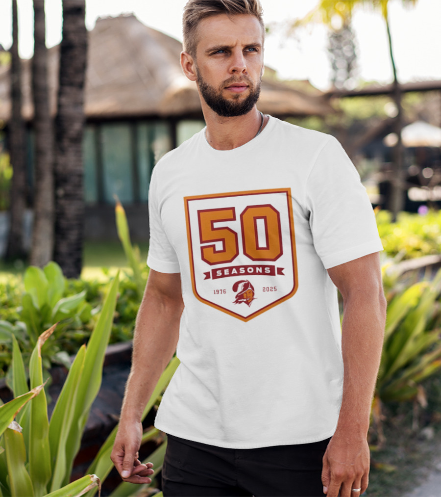 Bucky Irving 7 Tampa Bay Buccaneers 50 Seasons 1976 2025 T-Shirt