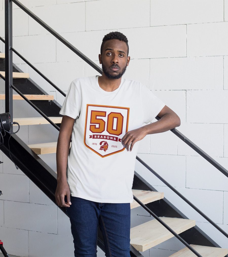Bucky Irving 7 Tampa Bay Buccaneers 50 Seasons 1976 2025 T-Shirt