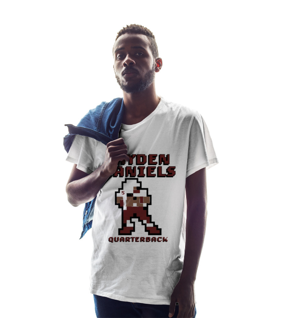 Jayden Daniels 5 Washington Commanders Quarterback Pixel T-Shirt