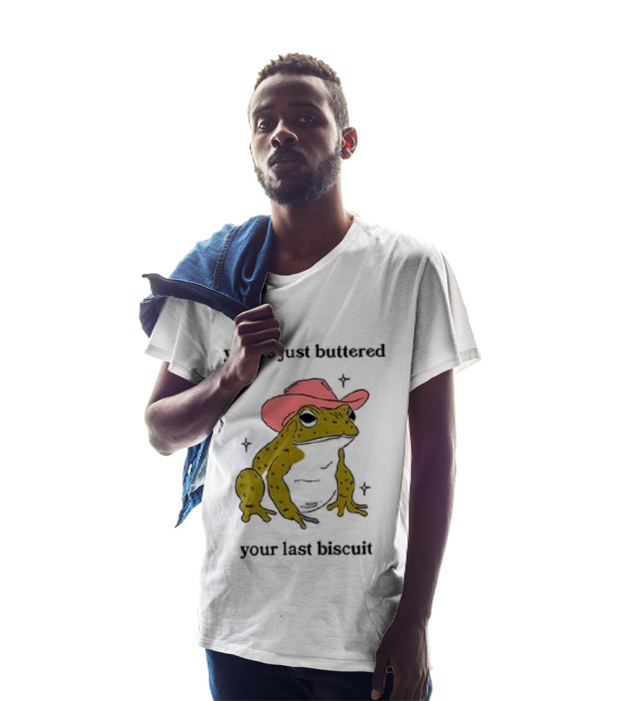 Cowboy Frog You've Just Buttered Your Last Biscuit Pink Hat T-Shirt