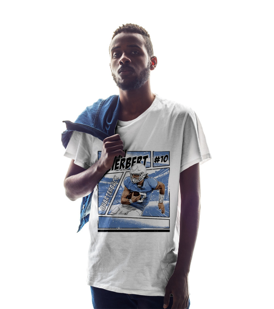 Justin Herbert #10 Quarterback Los Angeles Chargers Comic T-Shirt