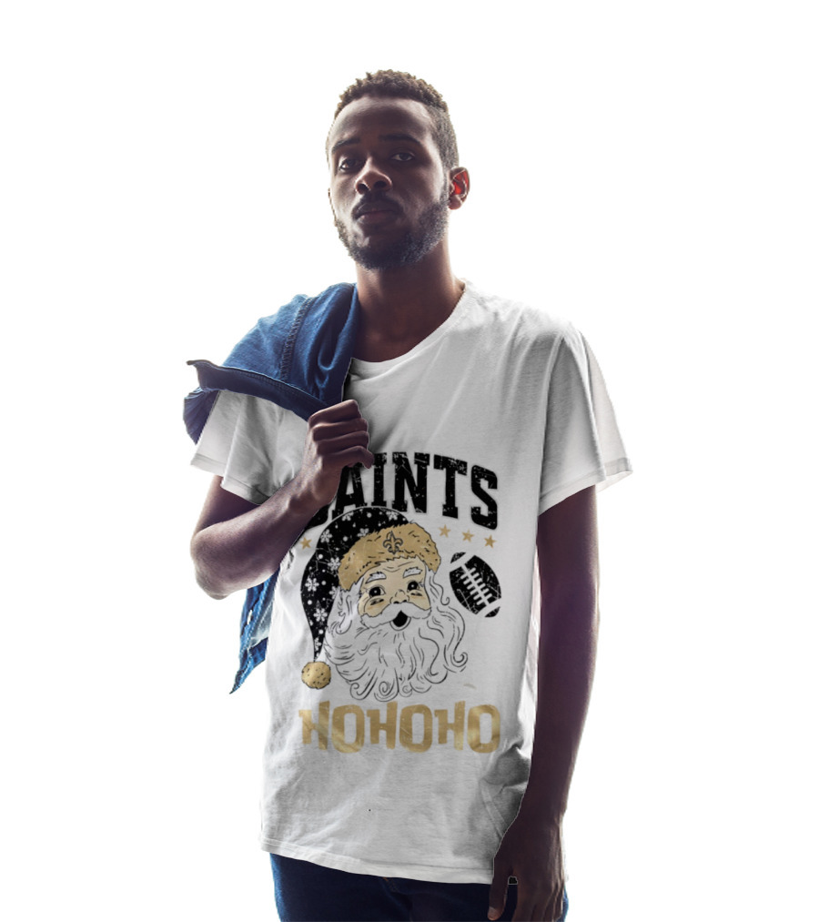 New Orleans Saints Santa Claus Ho Ho Ho Merry Christmas Football T-Shirt