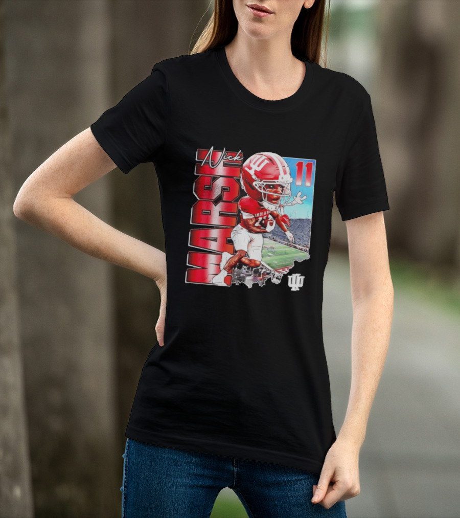 Nick Marsh Indiana Hoosiers Football Caricature 11 Stadium Scene T-Shirt