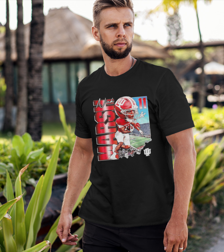 Nick Marsh Indiana Hoosiers Football Caricature 11 Stadium Scene T-Shirt