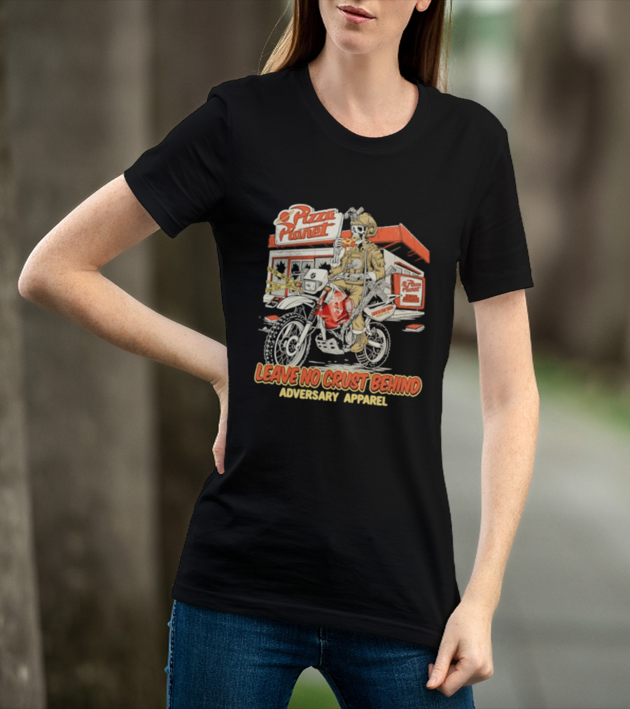 Pizza Planet Tactical Operations Department Funny Motorcycle Leave No Crust Behind T-Shirt