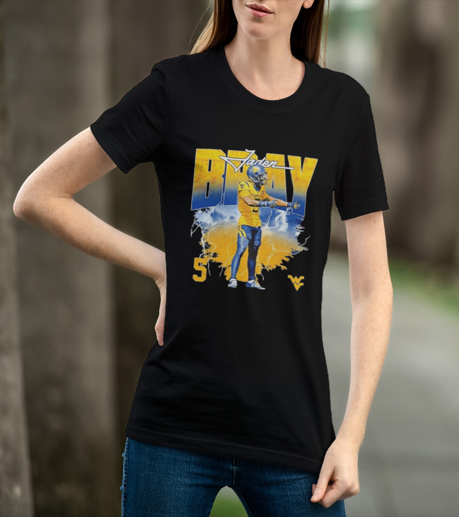 Jaden Bray 5 West Virginia Football NCAA Player WVU Mountaineers T-Shirt
