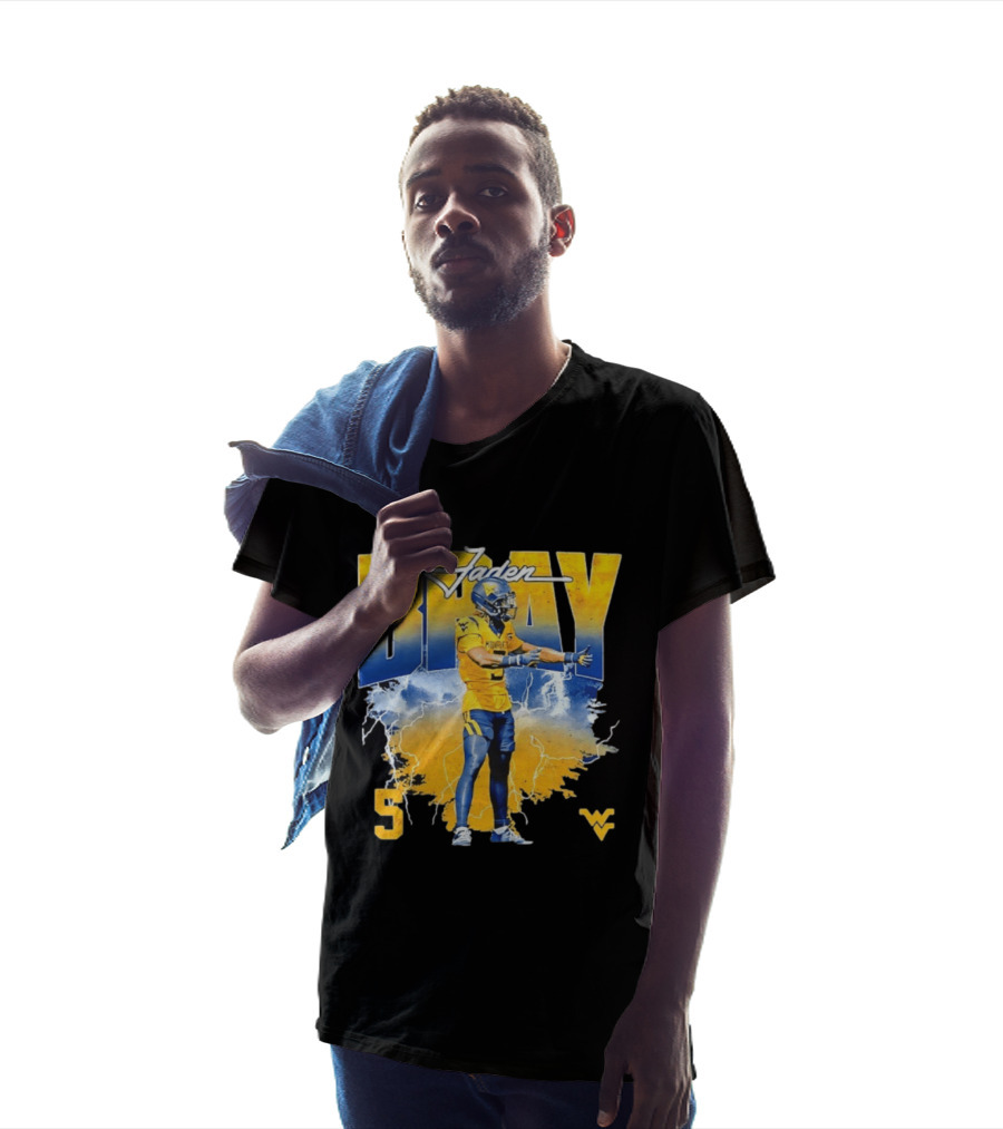 Jaden Bray 5 West Virginia Football NCAA Player WVU Mountaineers T-Shirt