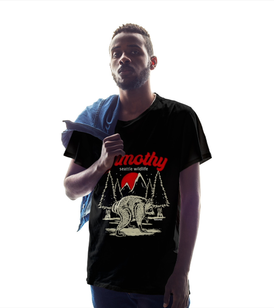 Jimothy Seattle Wildlife Raccoon Forest Moon Scene T-Shirt
