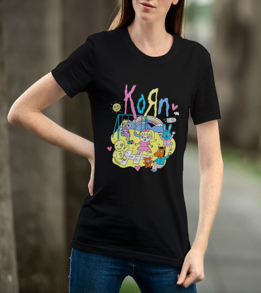 Korn Playground Cartoon Pastel Nu Metal Band T-Shirt