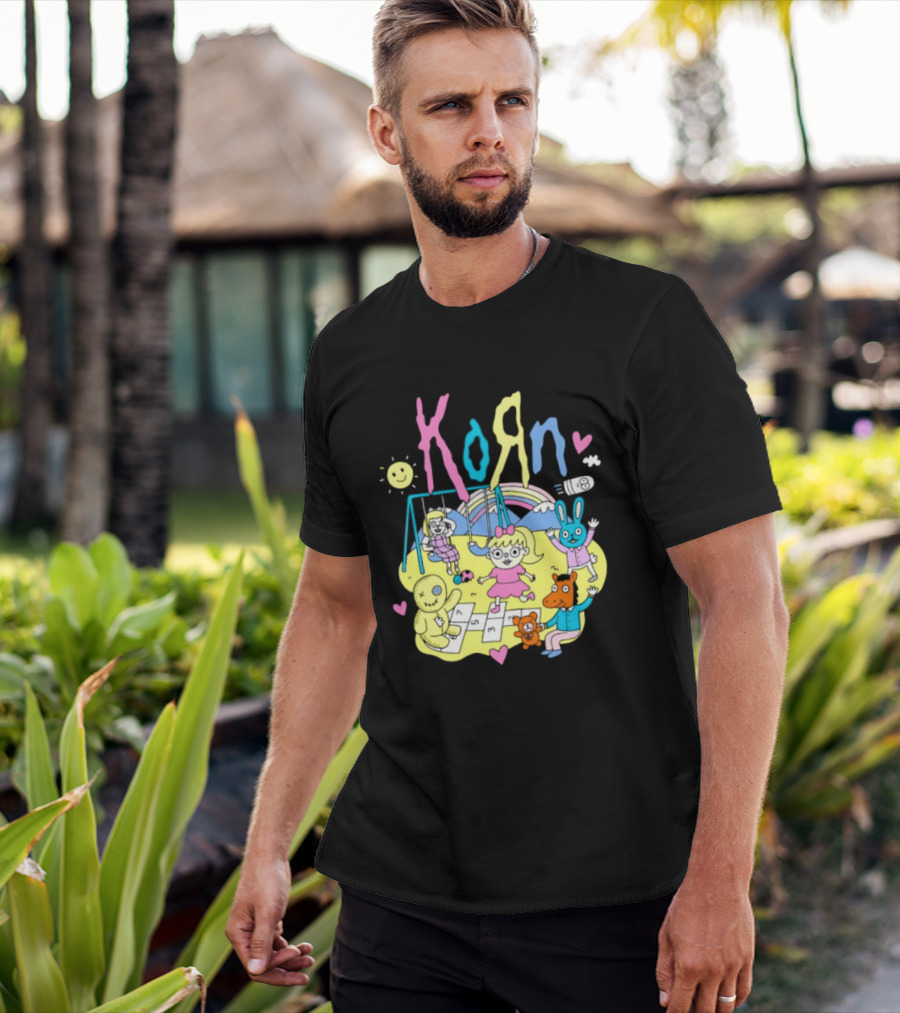 Korn Playground Cartoon Pastel Nu Metal Band T-Shirt
