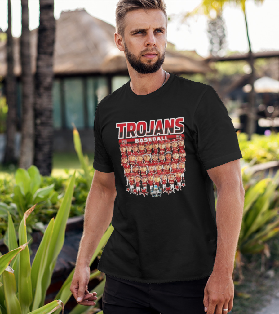 Trojans 2026 Baseball Team Caricatures NCAA College World Series T-Shirt