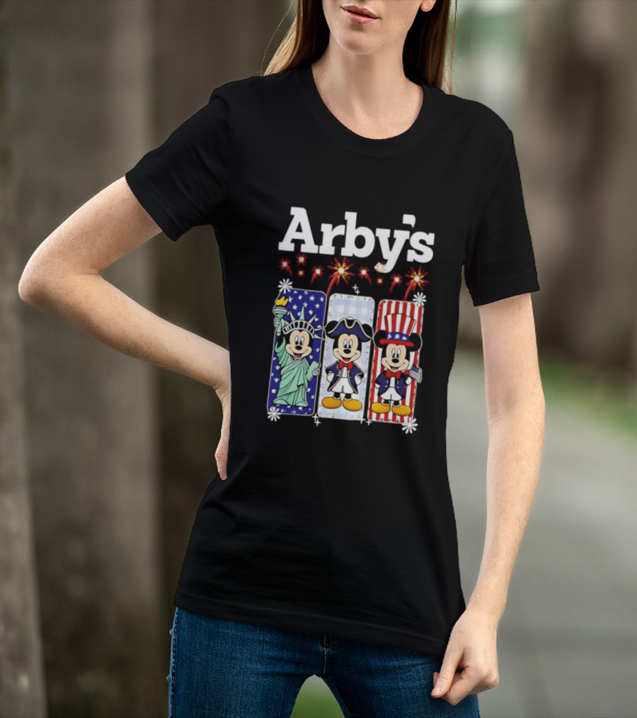 Arby's Mickey Mouse America 250th Anniversary Celebration With Statue Of Liberty And Uncle Sam Styles T-Shirt