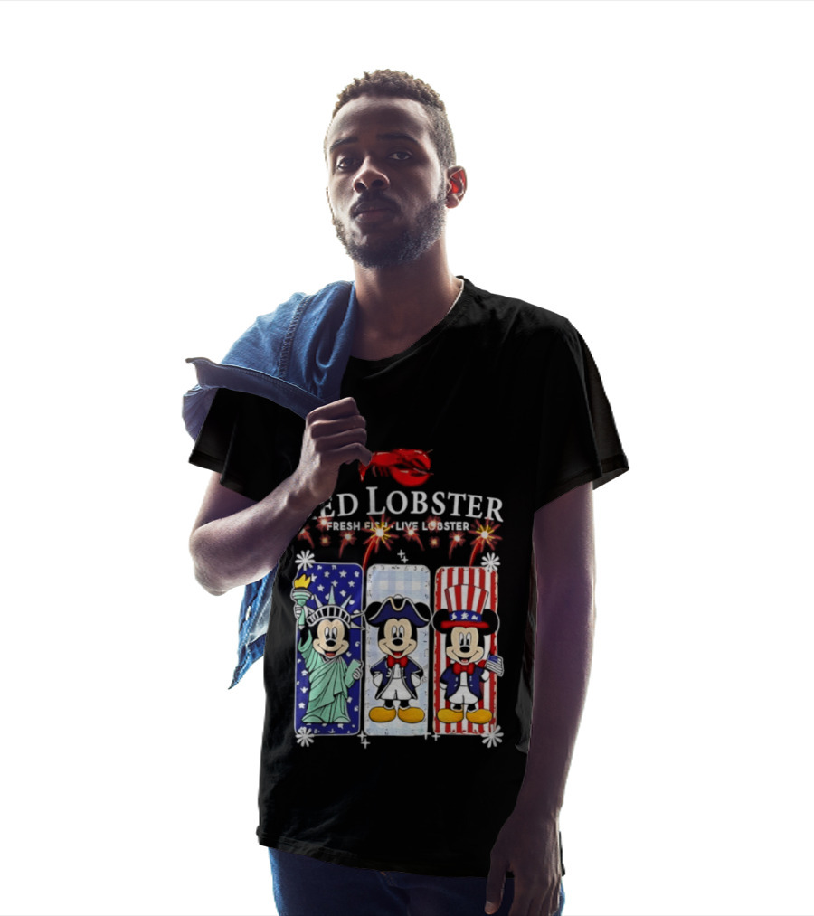 Red Lobster Mickey Mouse America 250th Anniversary Celebration Liberty George Washington Uncle Sam T-Shirt