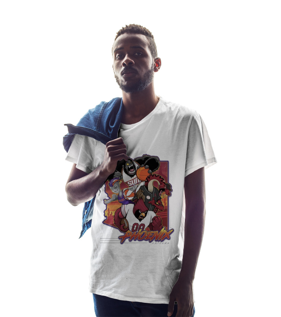 Phoenix Suns Gorilla Coyotes Snake Cardinals Bird Mascots Collage T-Shirt