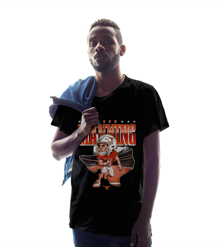 Arch Manning 16 Texas Longhorns NCAA Football Caricature Texas Stadium T-Shirt