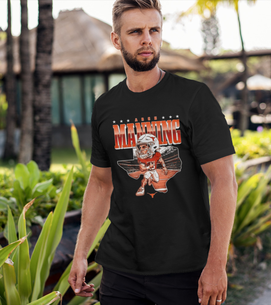 Arch Manning 16 Texas Longhorns NCAA Football Caricature Texas Stadium T-Shirt