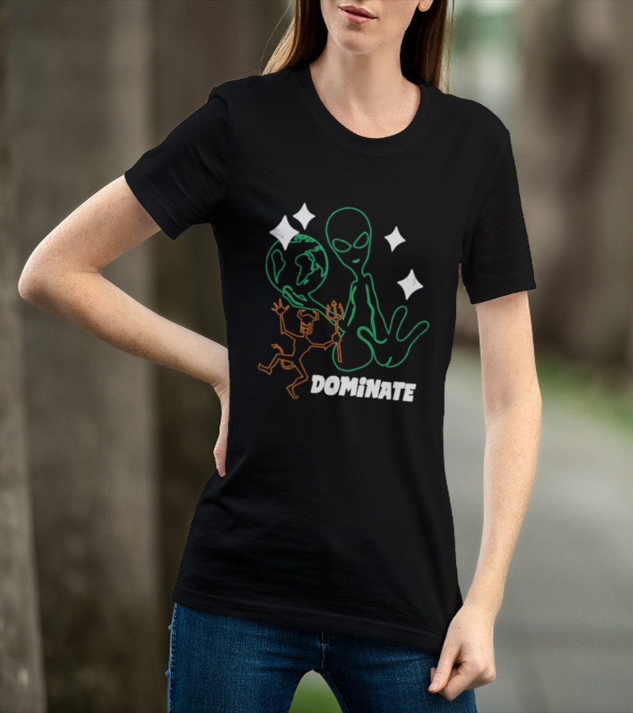 Dominate Alien Devil Earth UFO Stars T-Shirt