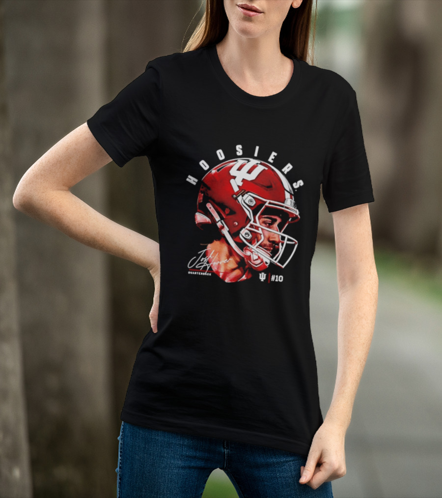 Josh Hoover 10 Indiana Hoosiers Football Helmet And Signature T-Shirt